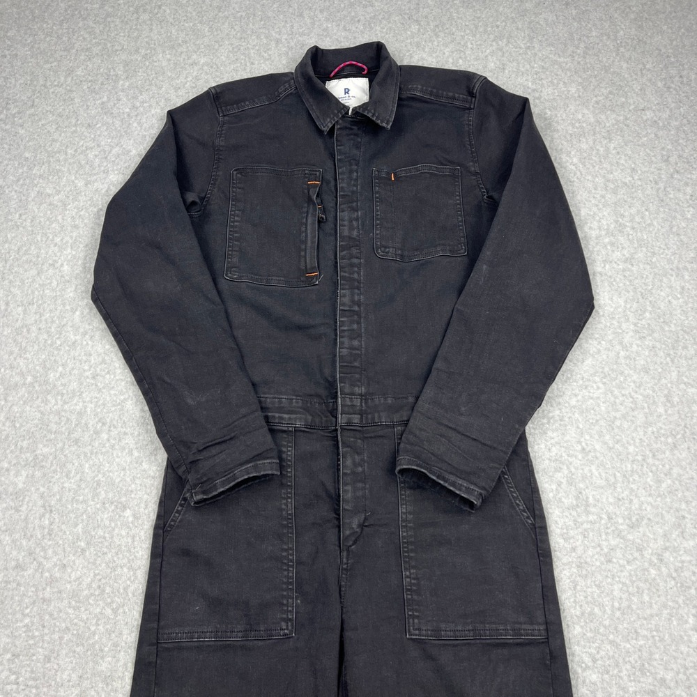 Ripton & Co. Coveralls Unisex XS Black Denim Zip Front Stretch Utility Jumpsuit